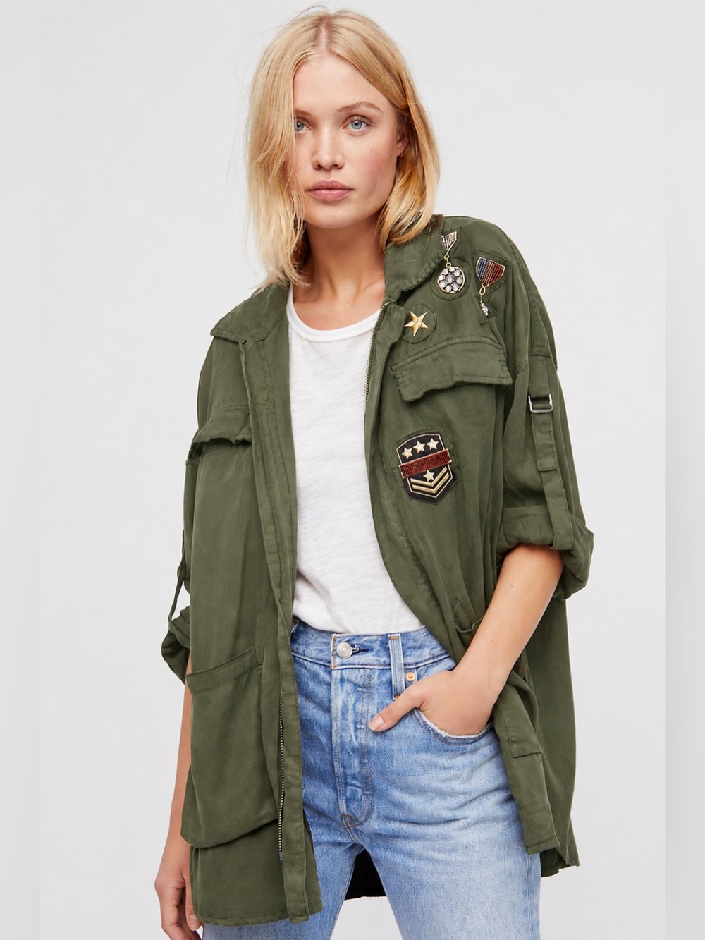 Free People* Drapey Military Shirt Jacket